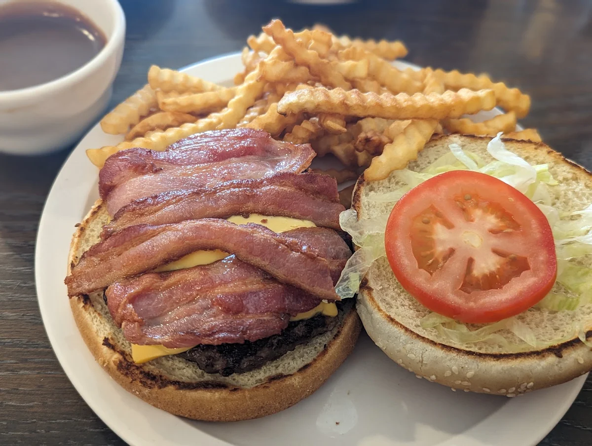 Bacon Cheese Burger and Fries