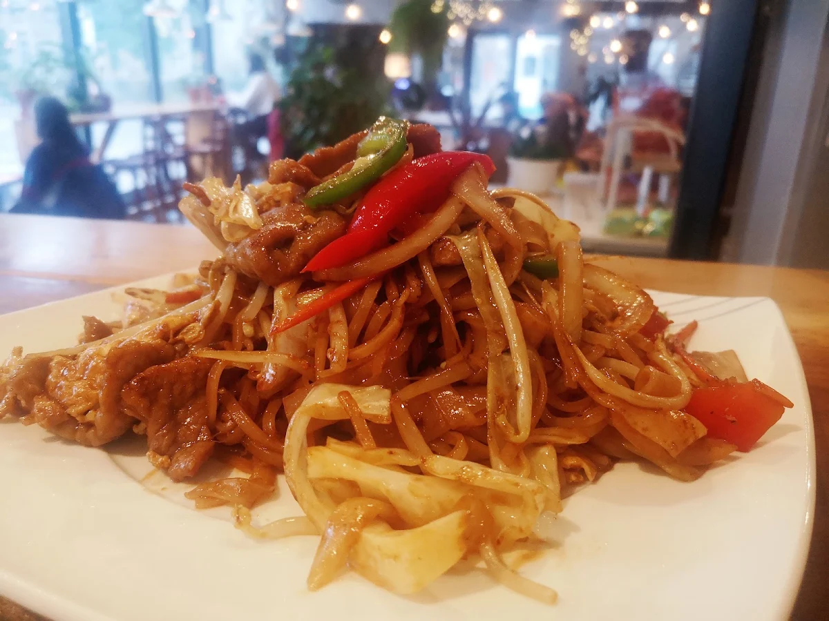 Nouilles de Riz Sauté Avec Bœuf Et Légumes Rice Noodles Sauteed With Beef And Vegetables