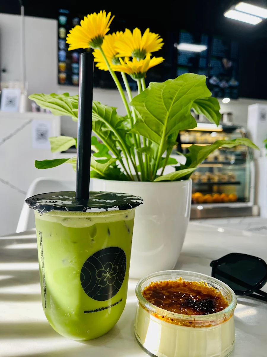 Iced Matcha and Creme Brulee