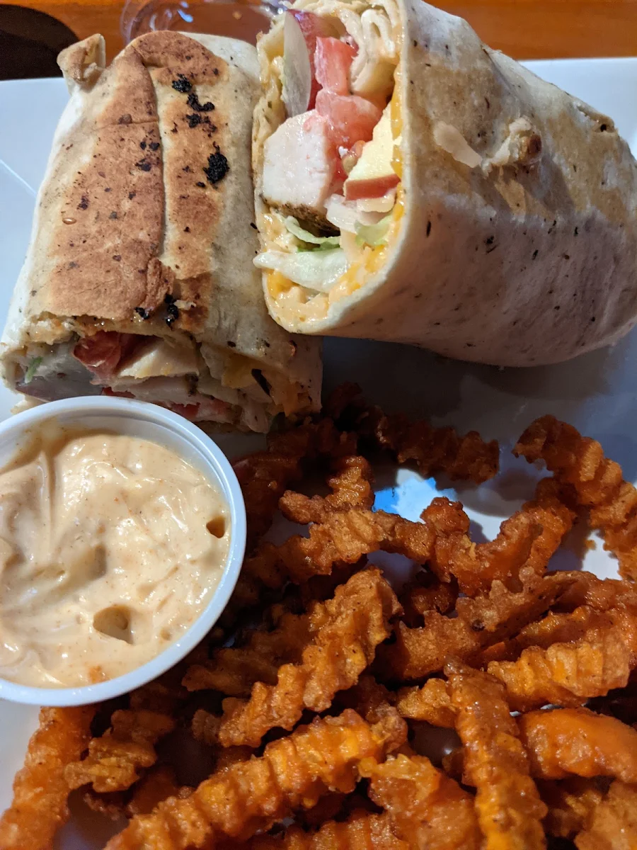 Chicken Wrap with Sweet Potato Fries