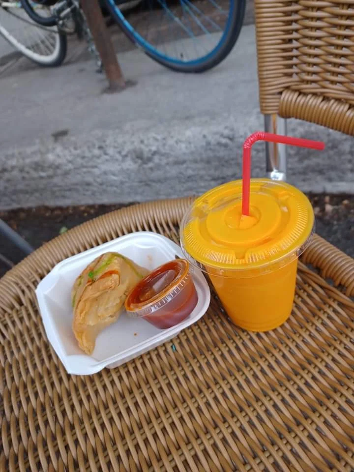 Mango Lassi and Samosa