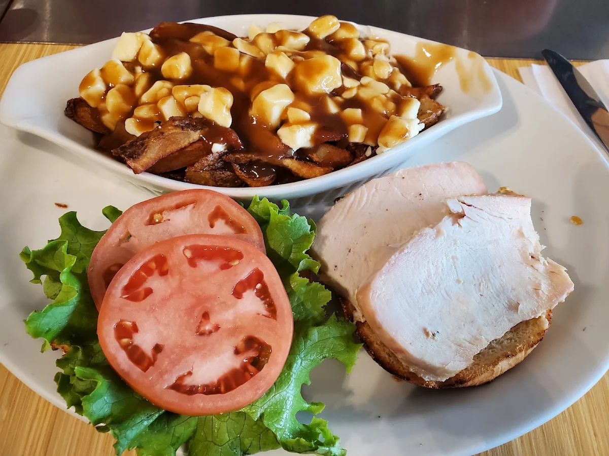 Chicken Burger and Poutine Side