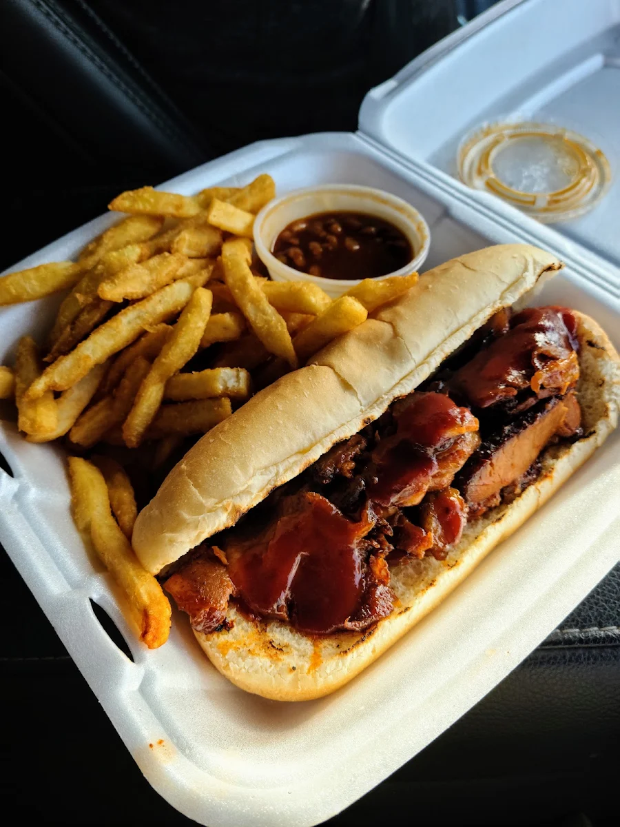 Brisket Sandwich and Fries