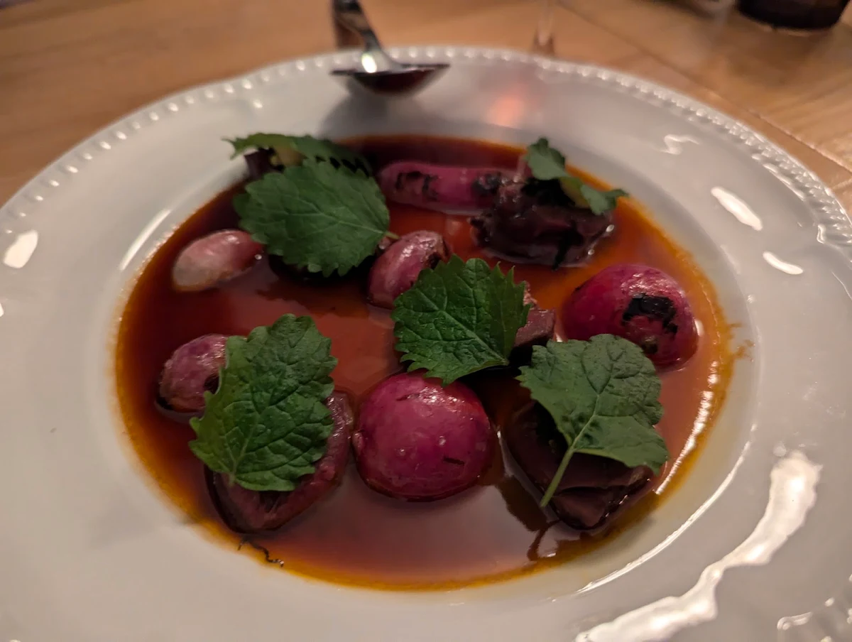 Cœurs De Canard Parfait De Foie Gras Radis Mélisse Shiso