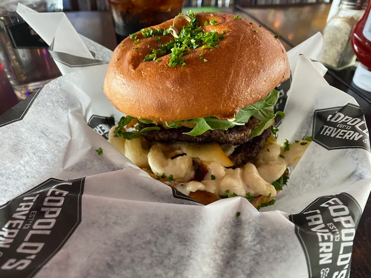 Truffle Mac and Cheese Burger w Tomato Bacon Jam