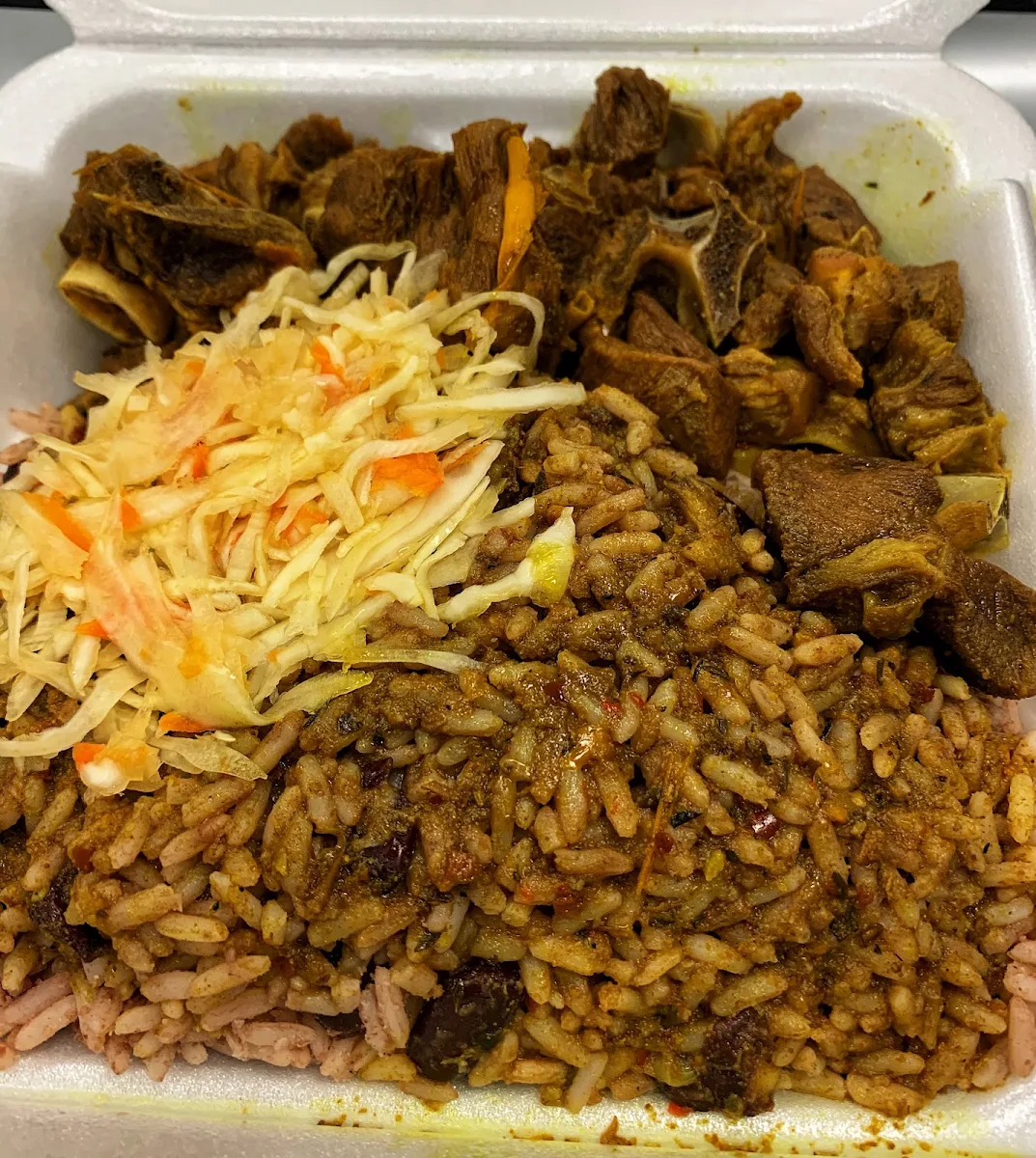 Curried Goat with Rice & Peas