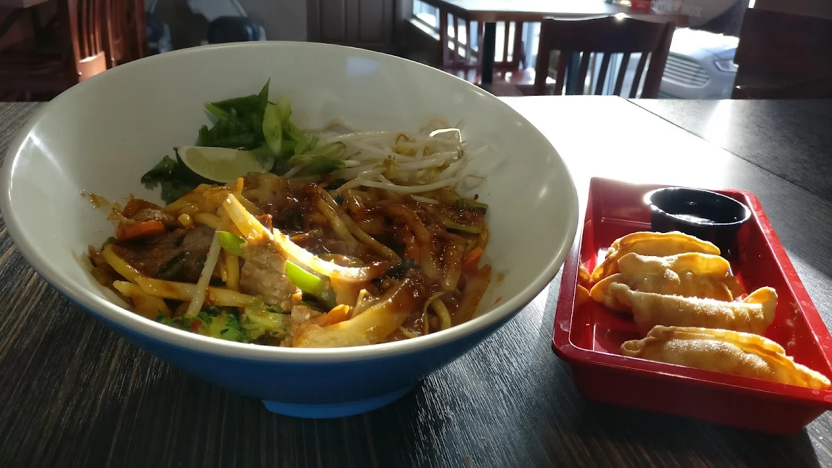 Dan Dan Noodles with Pot Stickers