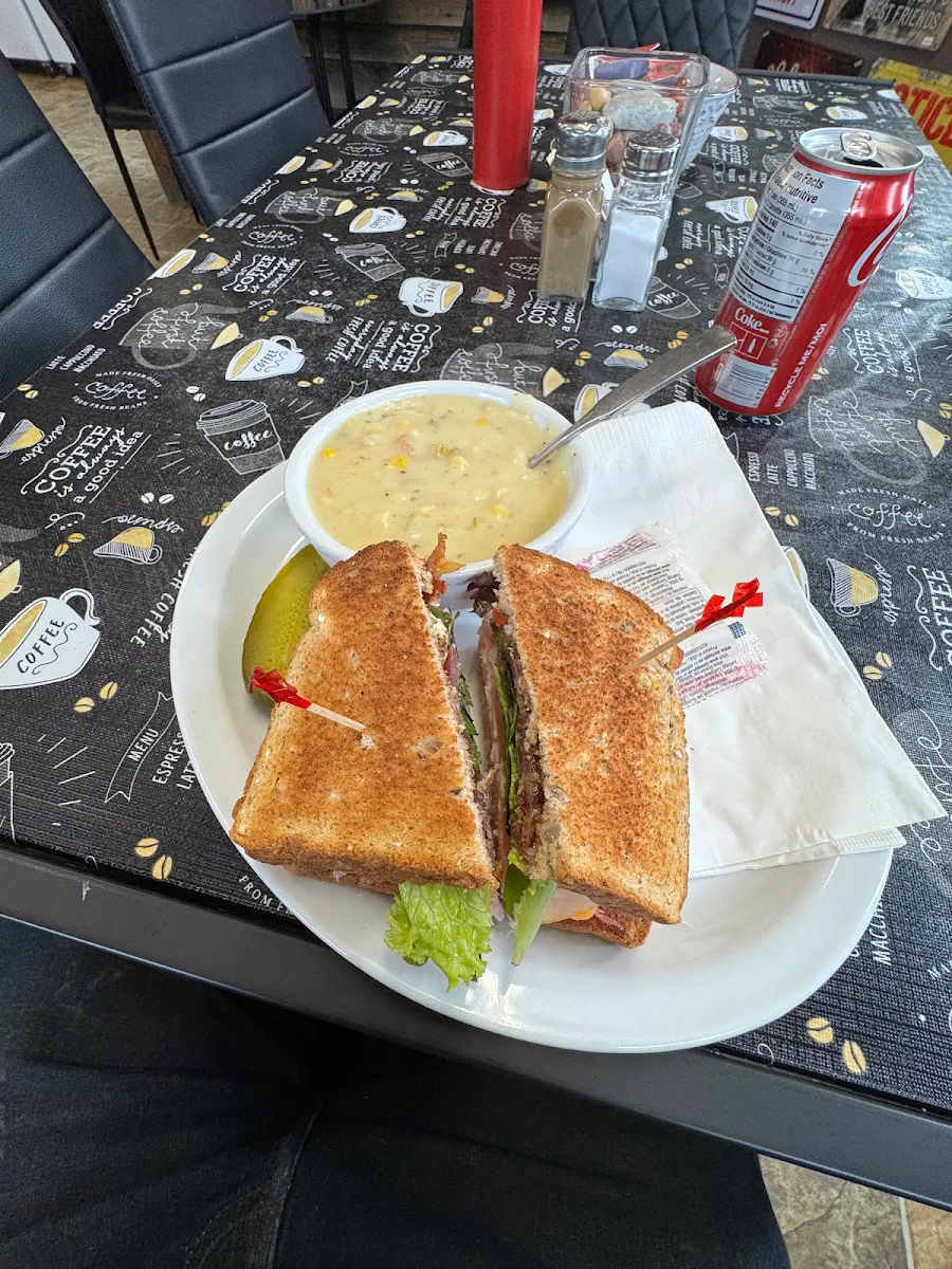 Club Sandwich and Clam Chowder