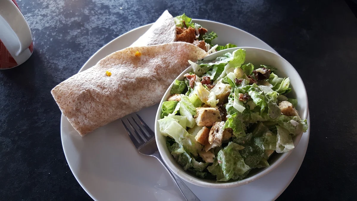 Chicken Wrap and Caesar Salad