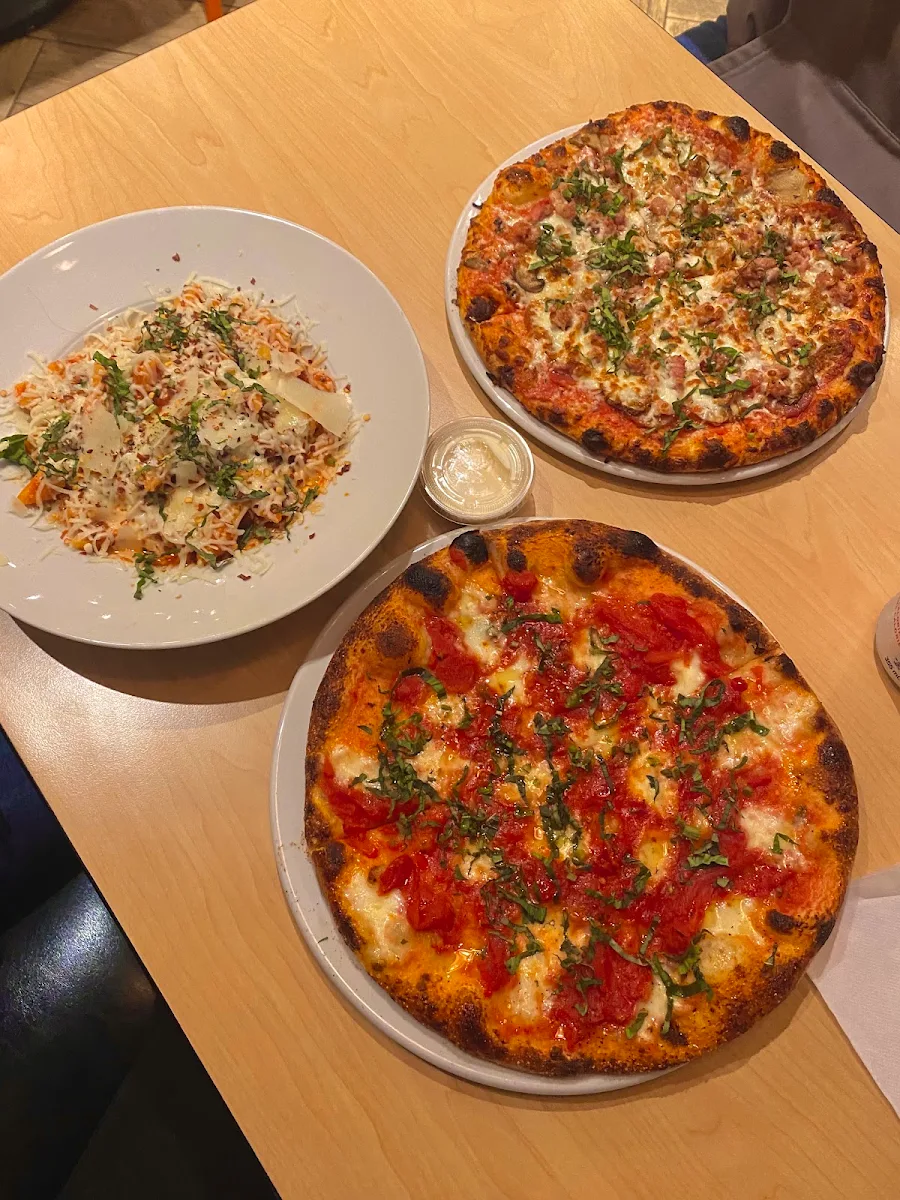 Pizza Margherita Meat Lovers Pizza and Penne Pasta