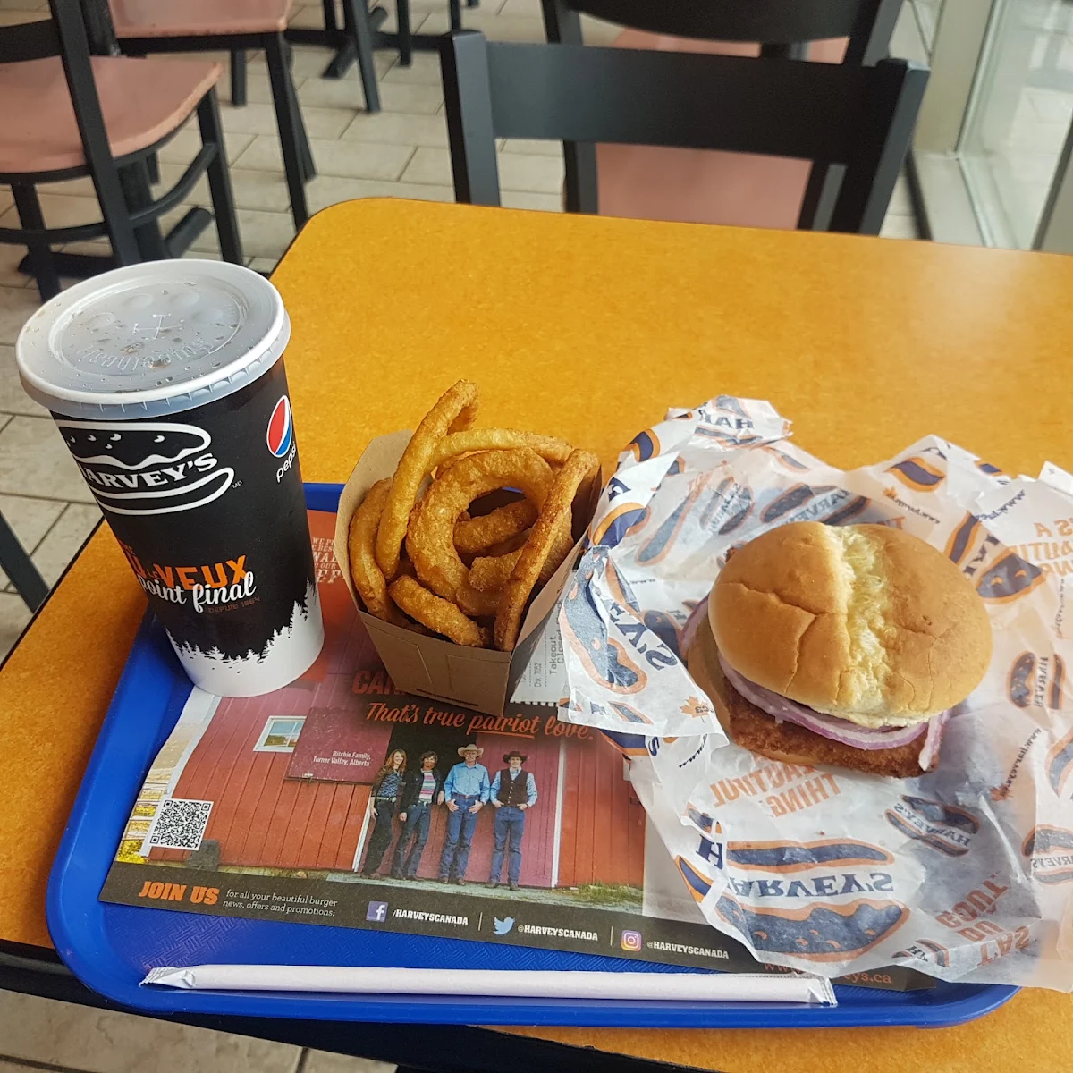 Fish Sandwich Combo with Onion Rings and Coke