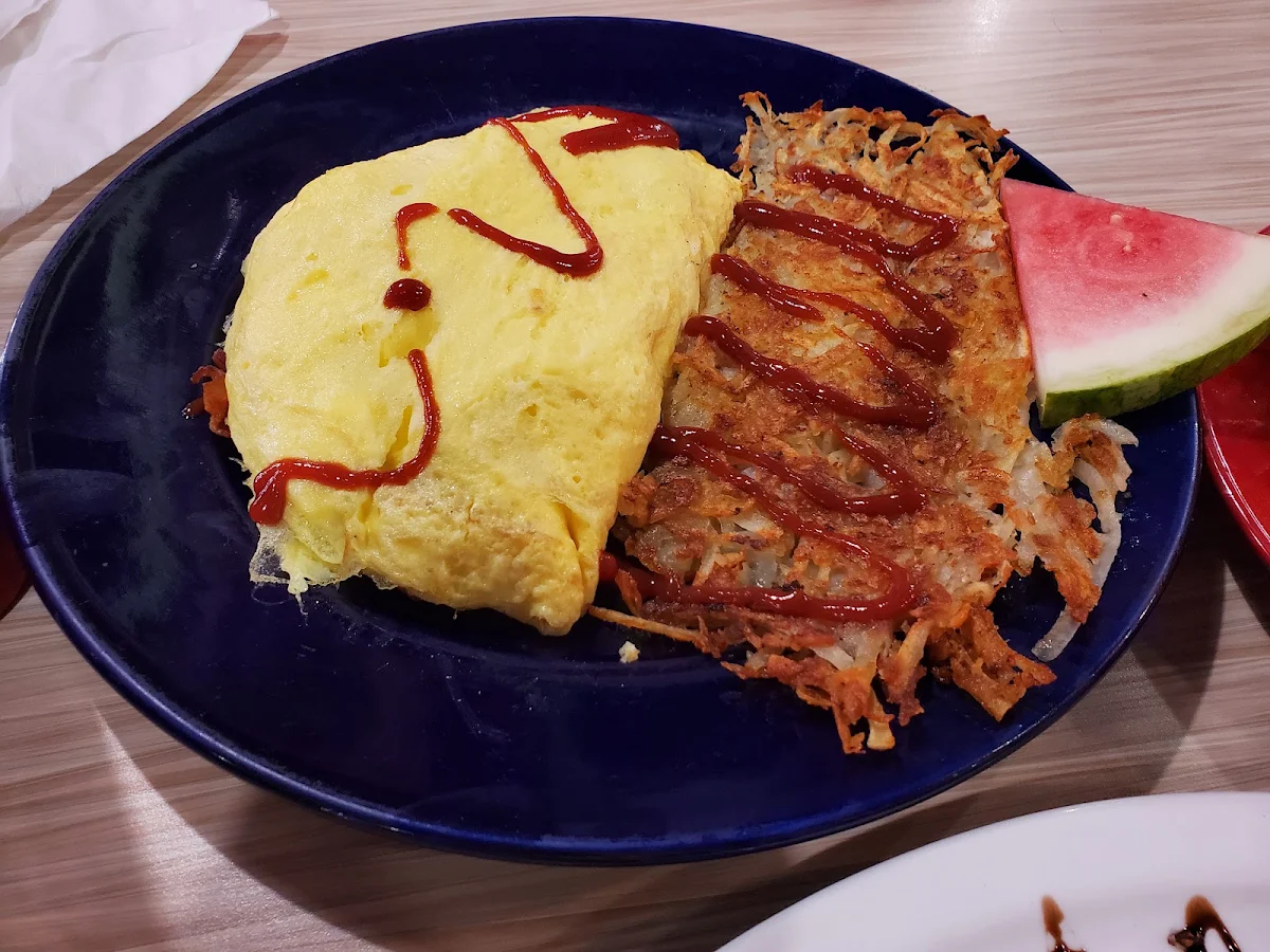Meat Lovers Omelette and Hash Browns