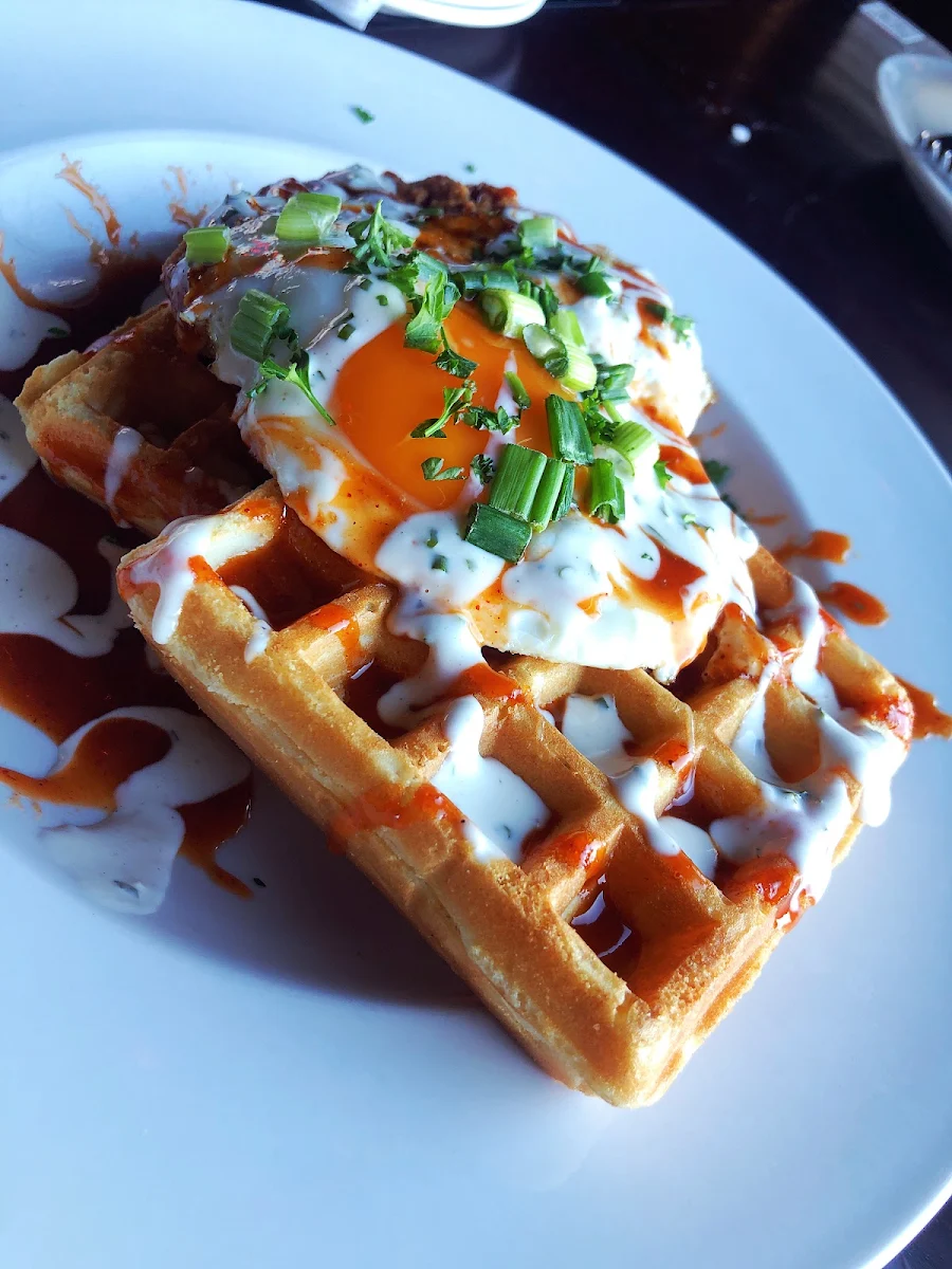 Chicken and Waffles with Egg