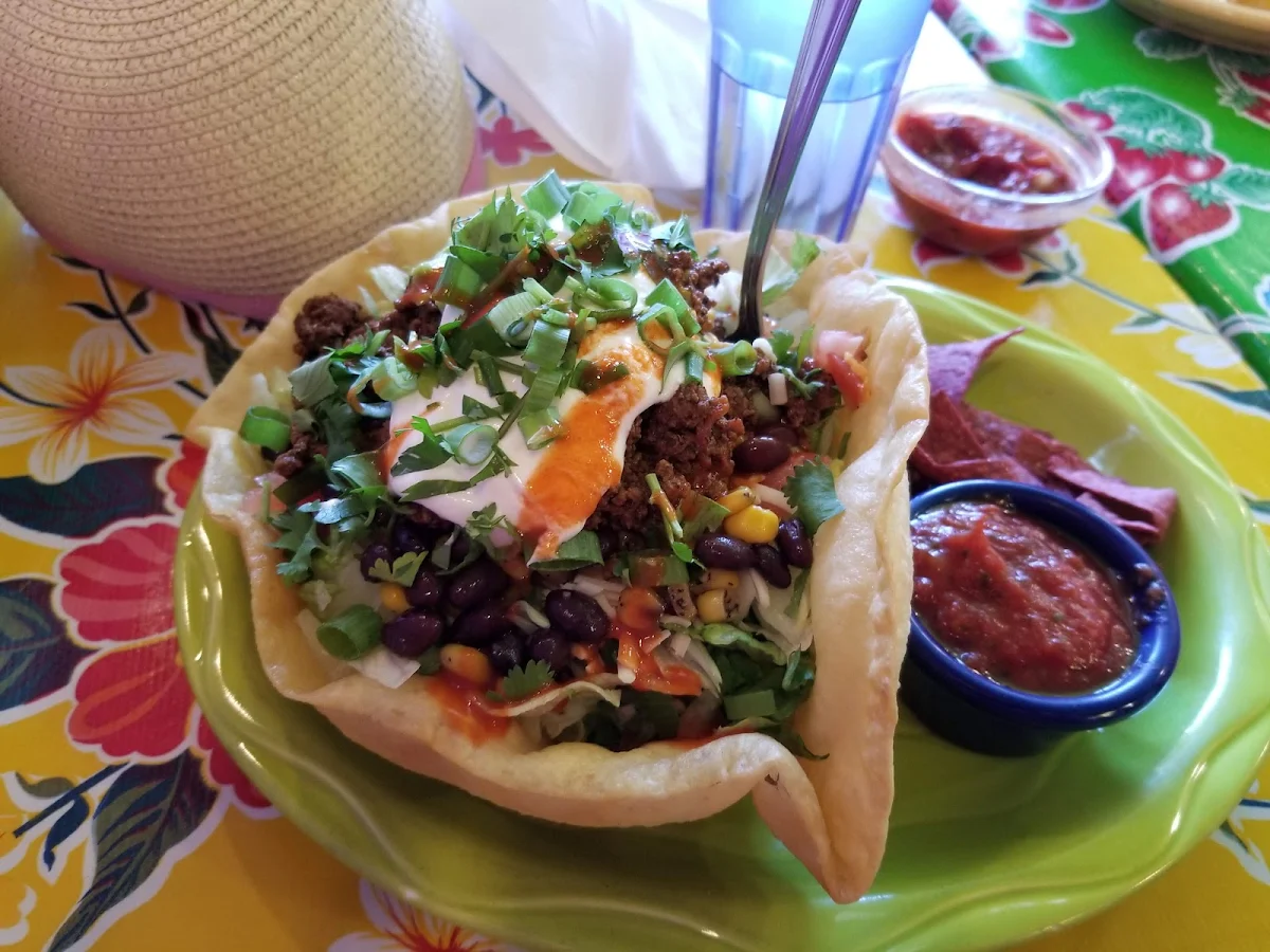 Taco Salad with Beef in a Tortilla Bowl