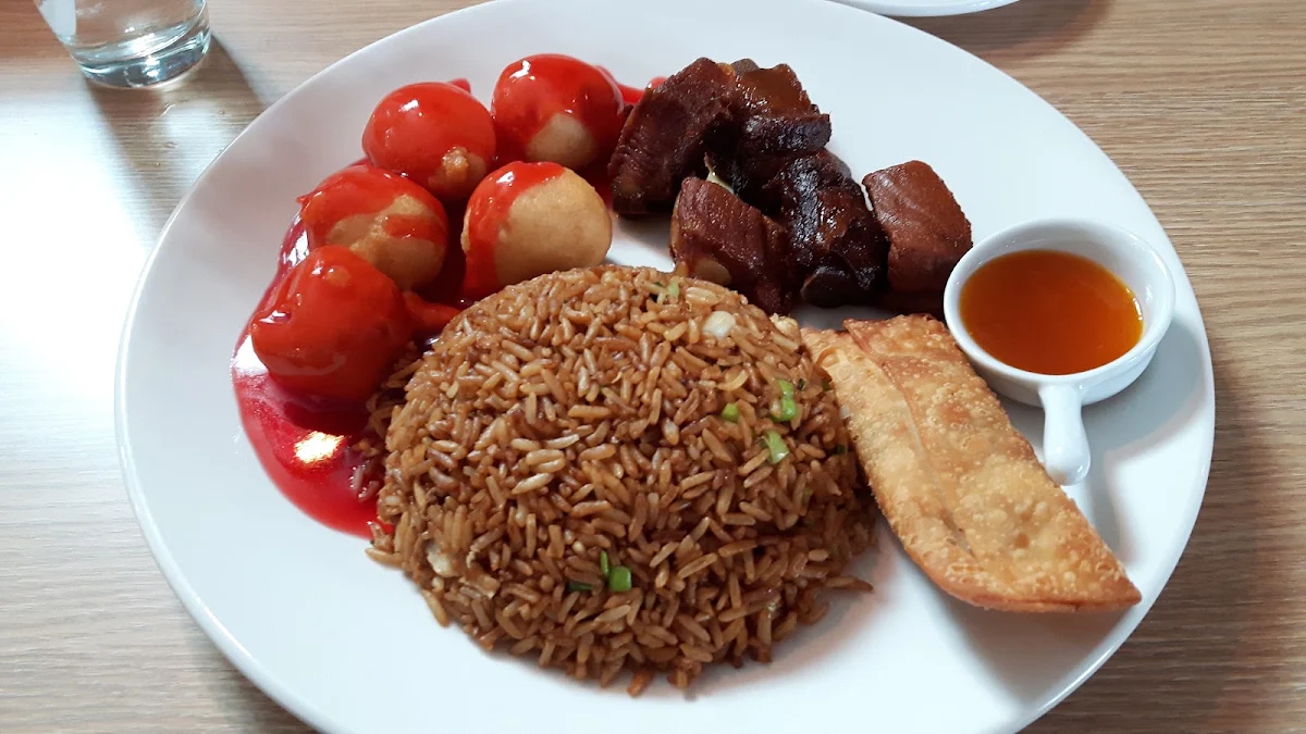 Chicken Balls with Honey Garlic Ribs and Fried Rice