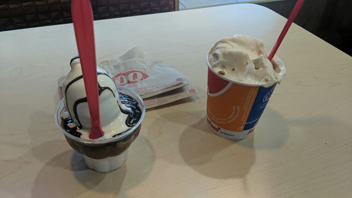 Chocolate and Caramel Sundae and a Peanut Butter OH Henry Blizzard