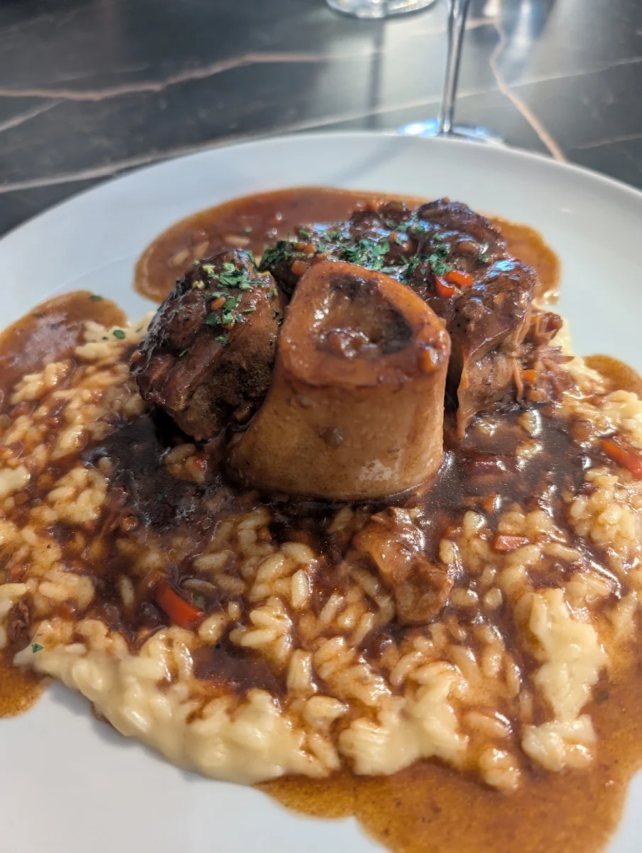 3 Hour Braised Osso Buco on a Bed OD Milanese Risotto
