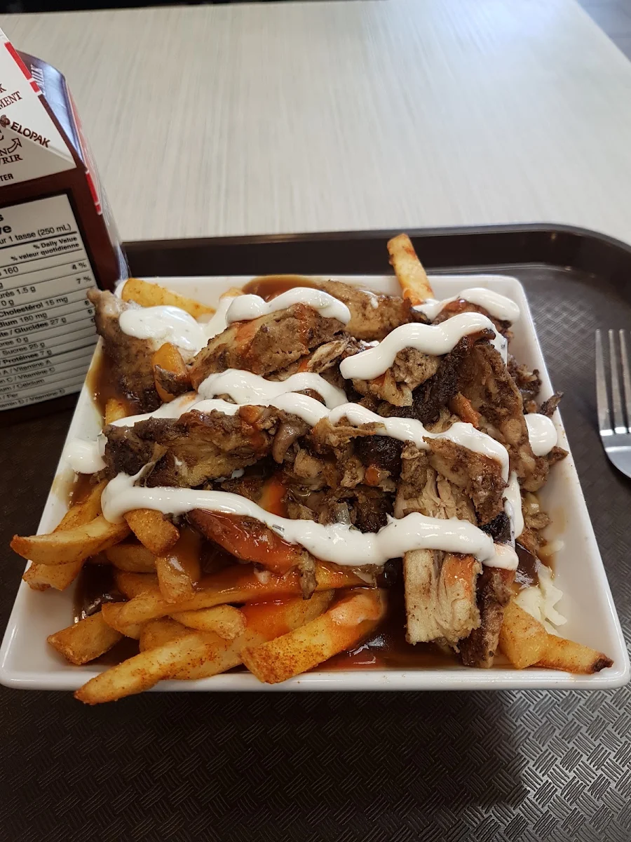 Shawarma Poutine with Hot Sauce