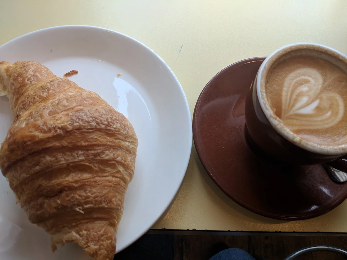 Cappuccino Latte and Croissant
