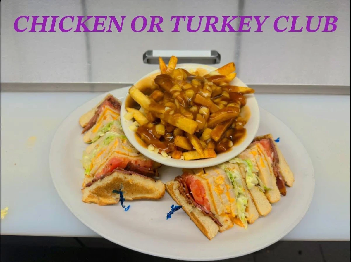 Chicken or Turkey Club with Lettuce Tomatoes Bacon and Mayo