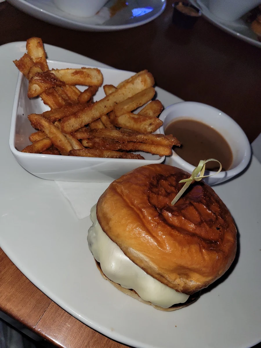 Mushroom Swiss Burger with Fries