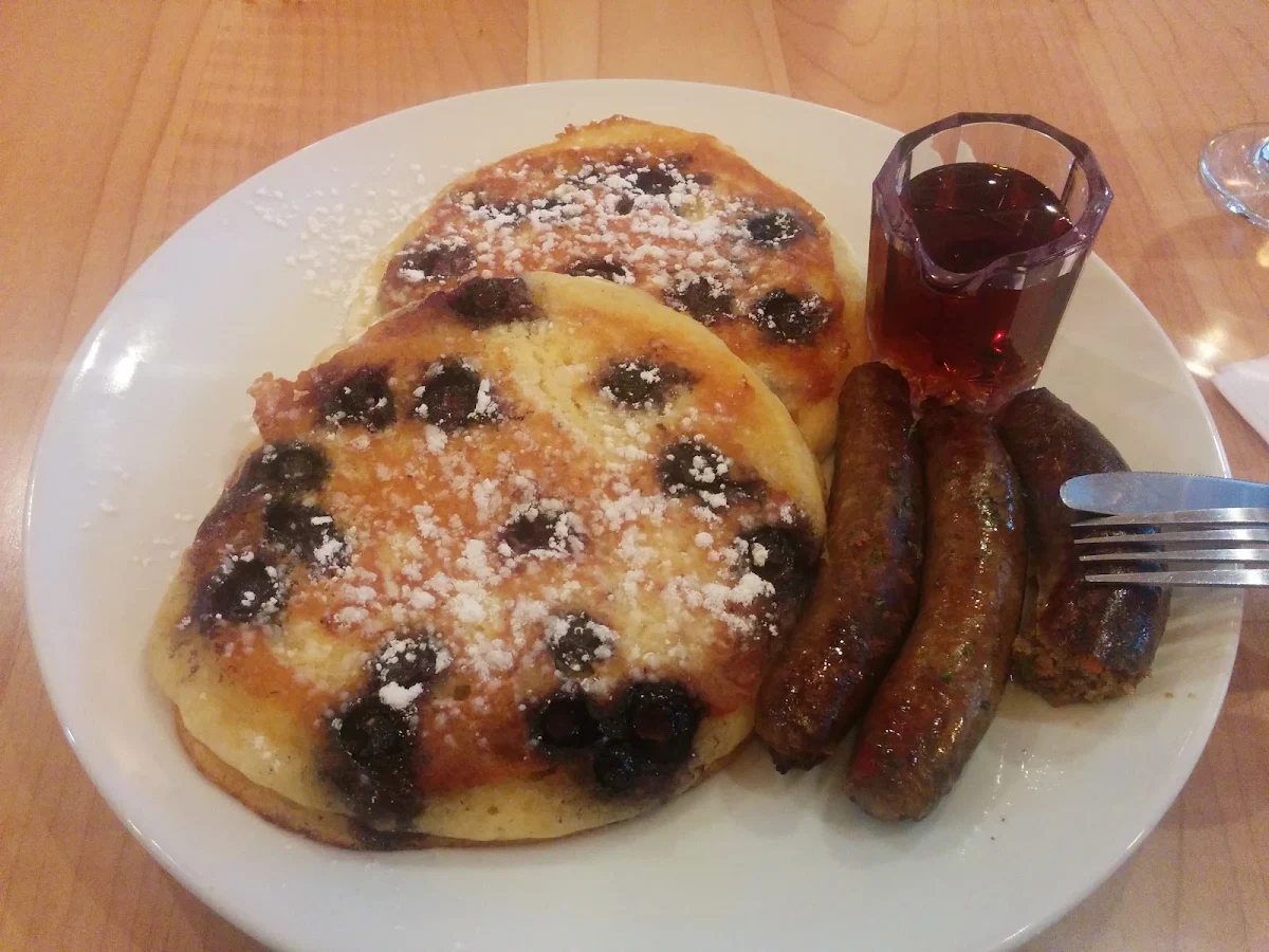 Vegan Blueberry Pancakes and Sausage