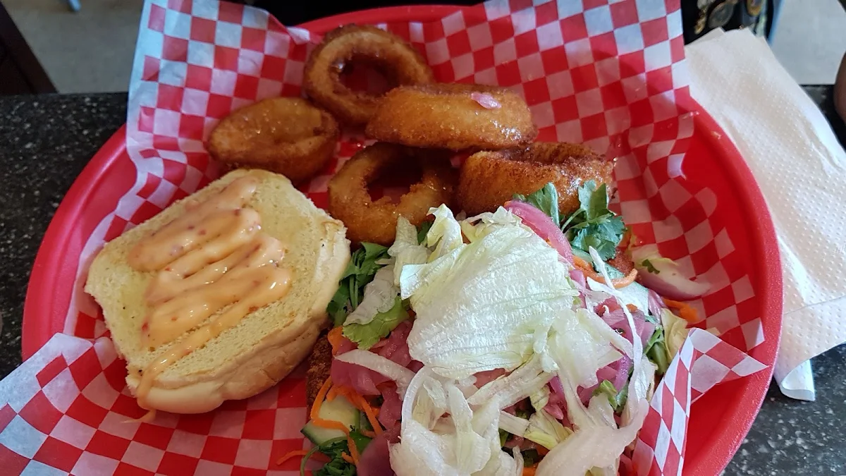 Thai Chicken Burger & Onion Rings