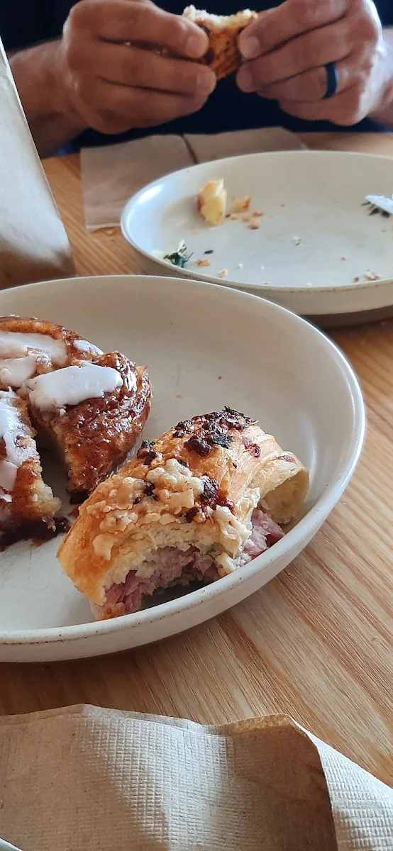 Honey Cinnamon Roll & Ham & Cheese Croissant Sandwich