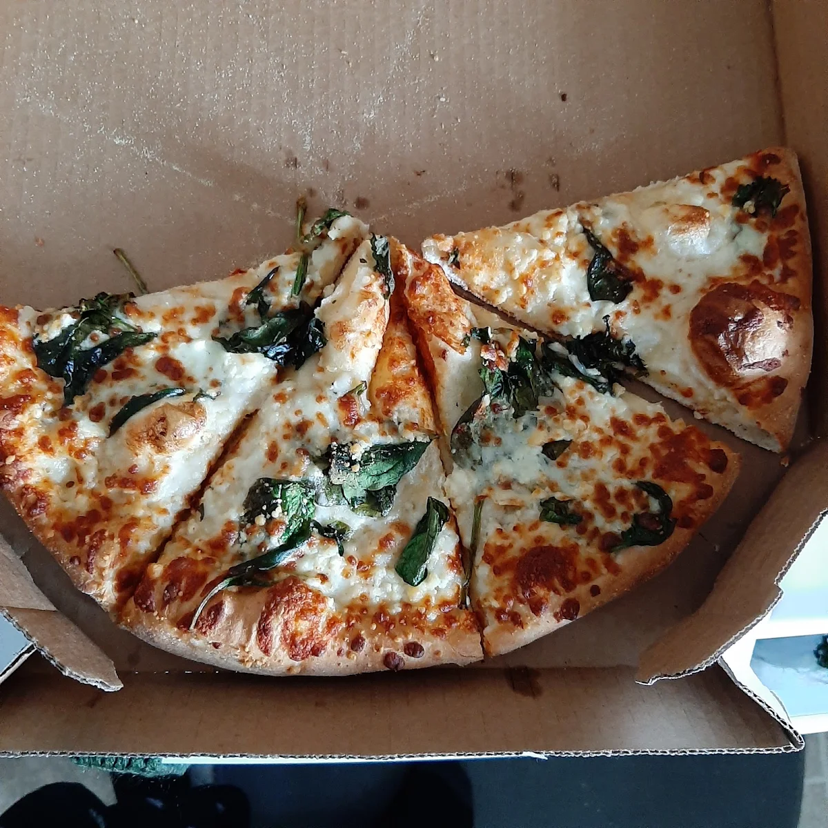Feta Cheese with Spinach Garlic Sauce Pizza