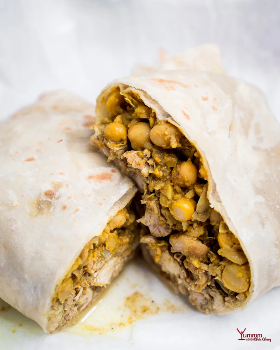 Curry Chicken Roti with Chickpeas