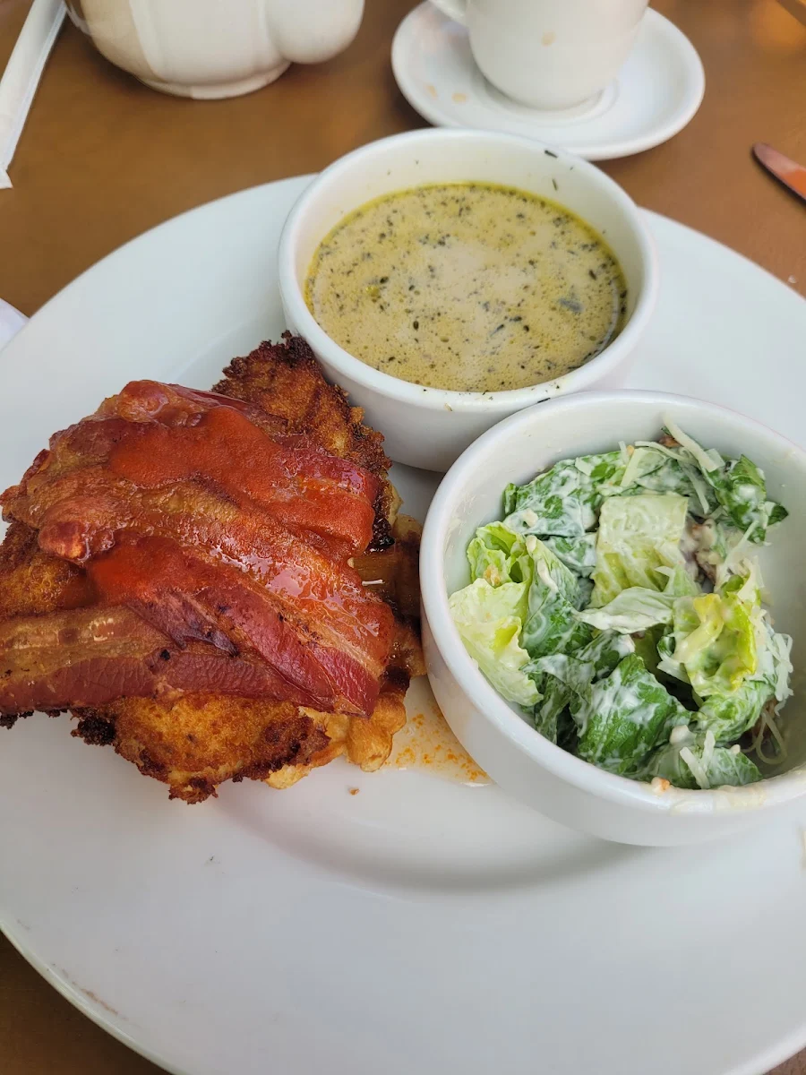 Chicken and Waffles and Soup and Ceasar Salad