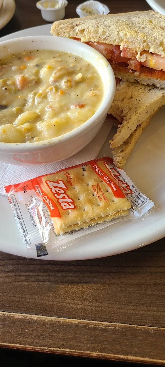 Clam Chowder and Bacon Tomato Sandwich