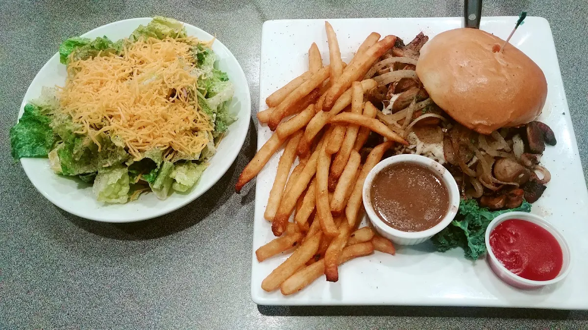 Mushroom Burger and Fries