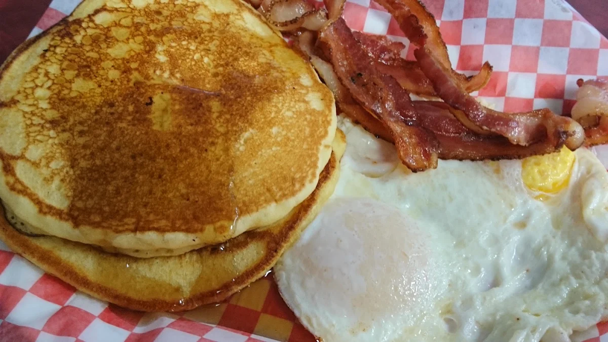 Pancakes Eggs over Easy and Bacon