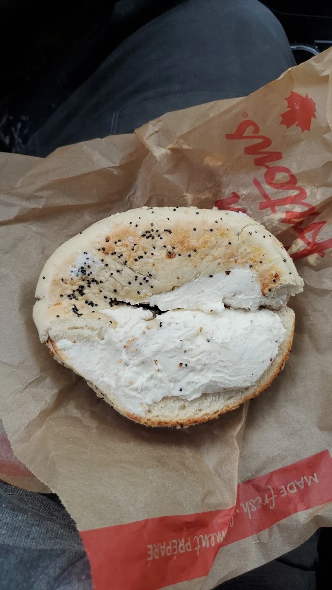 3 4 of an Everything Bagel with Cream Cheese