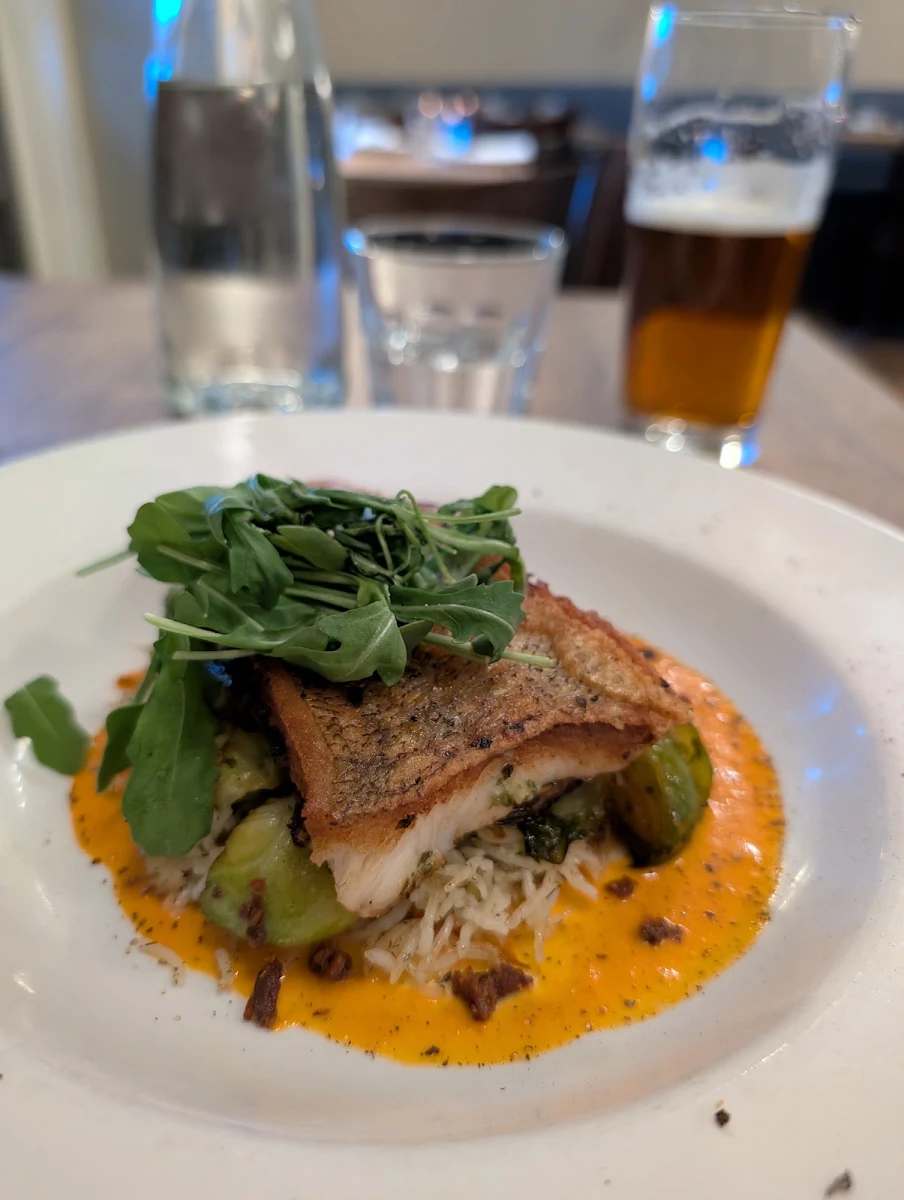 G - Seared Trout with Capers Green Bean Sundried Tomato Smashed Fingerling Potato Dill Sour Cream
