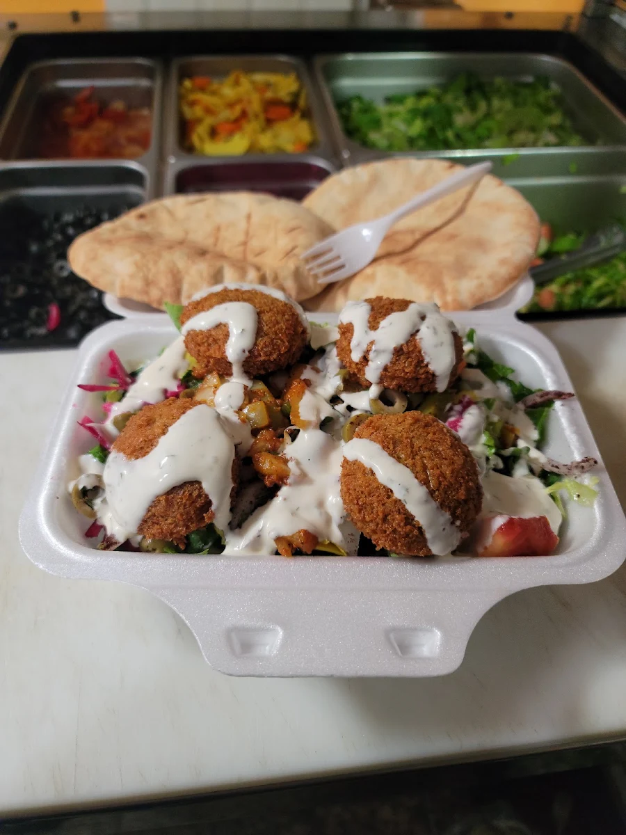 Falafel Salad Comes with Pop and Pita