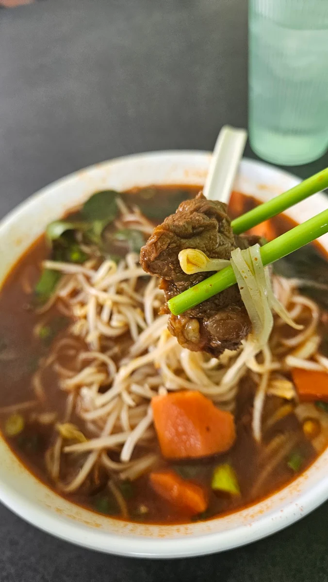 Beef Sate Egg Noodle Soup