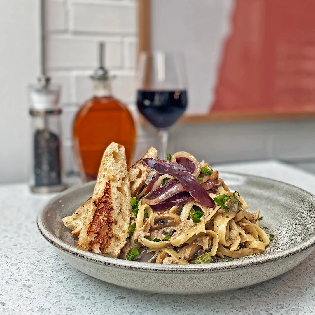 Fettuccine with Grilled Marinated