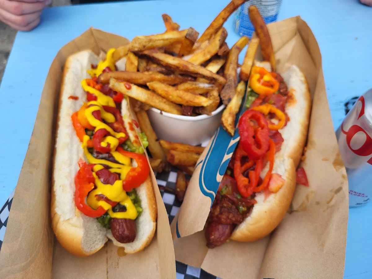 Foot Long Hot Dog and Chili Dog with Fries