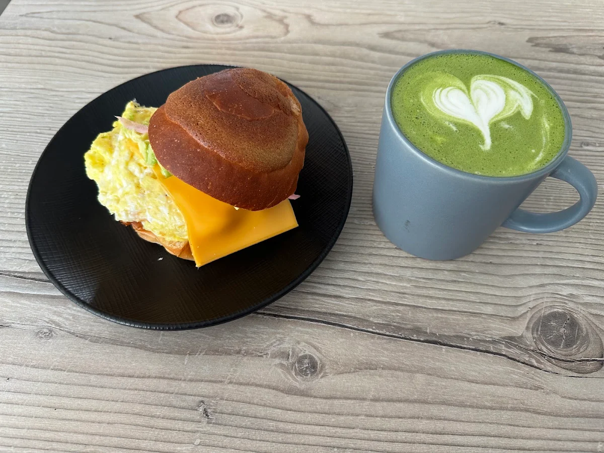 Morning Bun and Matcha Latte