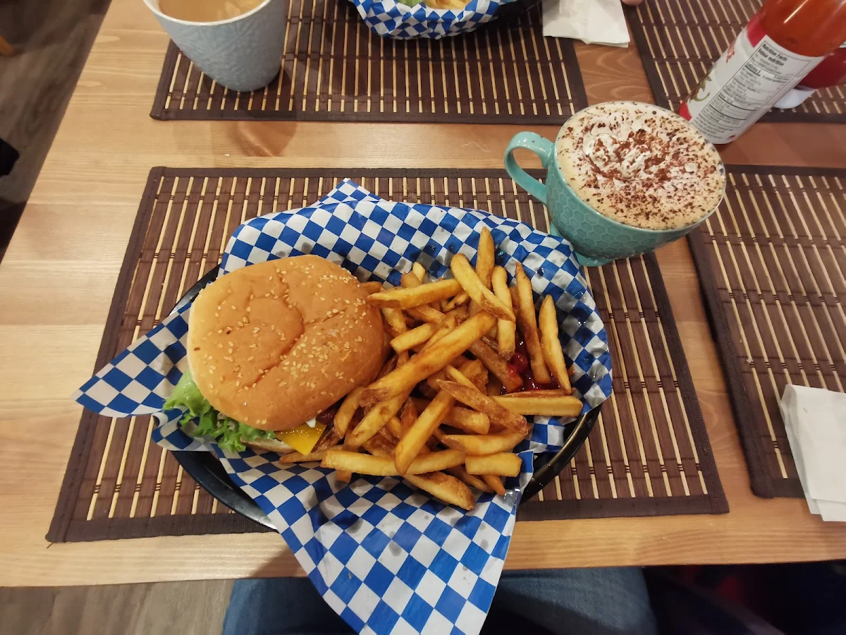 Bacon Cheddar Burger and Fries