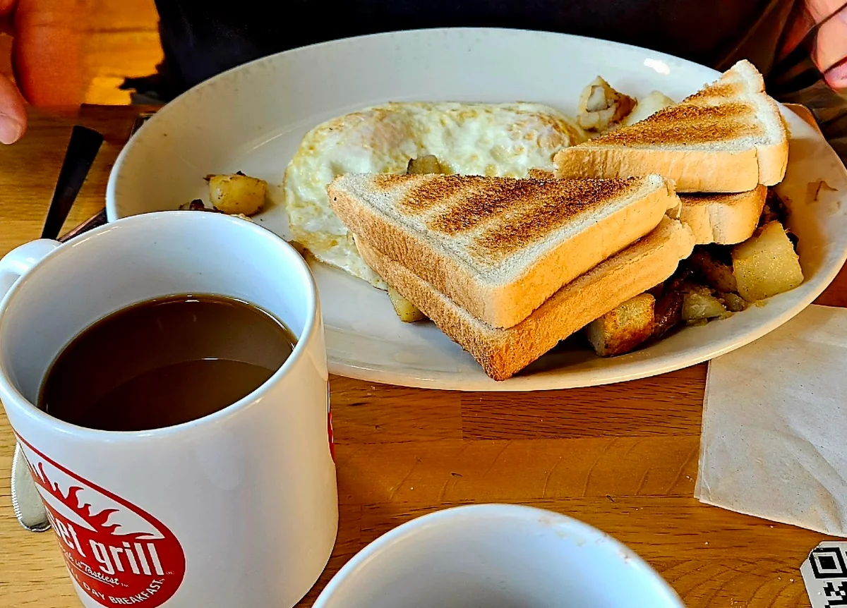 Two Eggs over Easy with White Toast