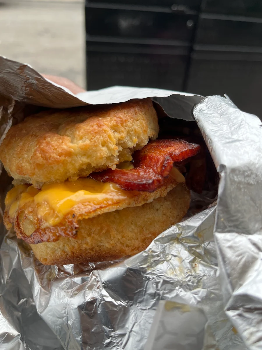 Hot Honey Bacon and Egg Sandwich