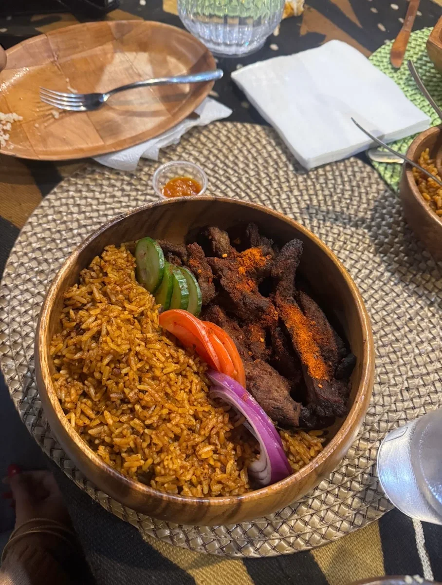 Beef Suya and Jollof Rice