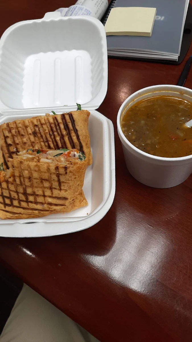 Spicy Chicken Wrap and Lentil Soup