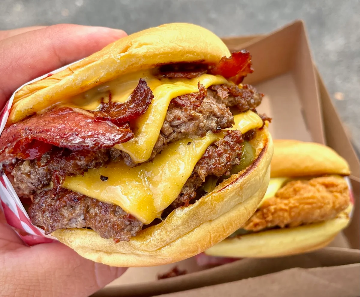 Double Uniburger with Bacon and Chicken Burger