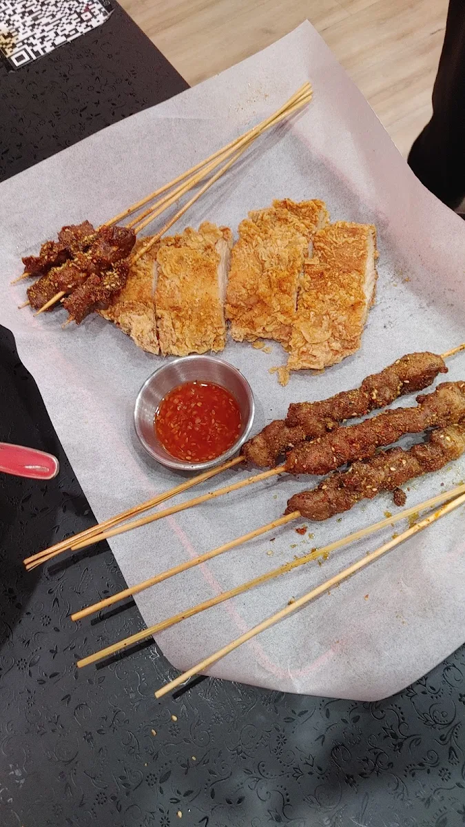 Chicken Heart and Lamb Skewers Plus a Chicken Cutlet