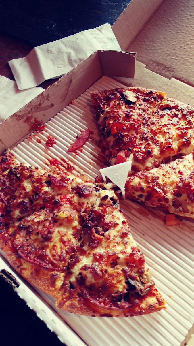Pepperoni Mushroom Bacon Tomato Feta Pizza