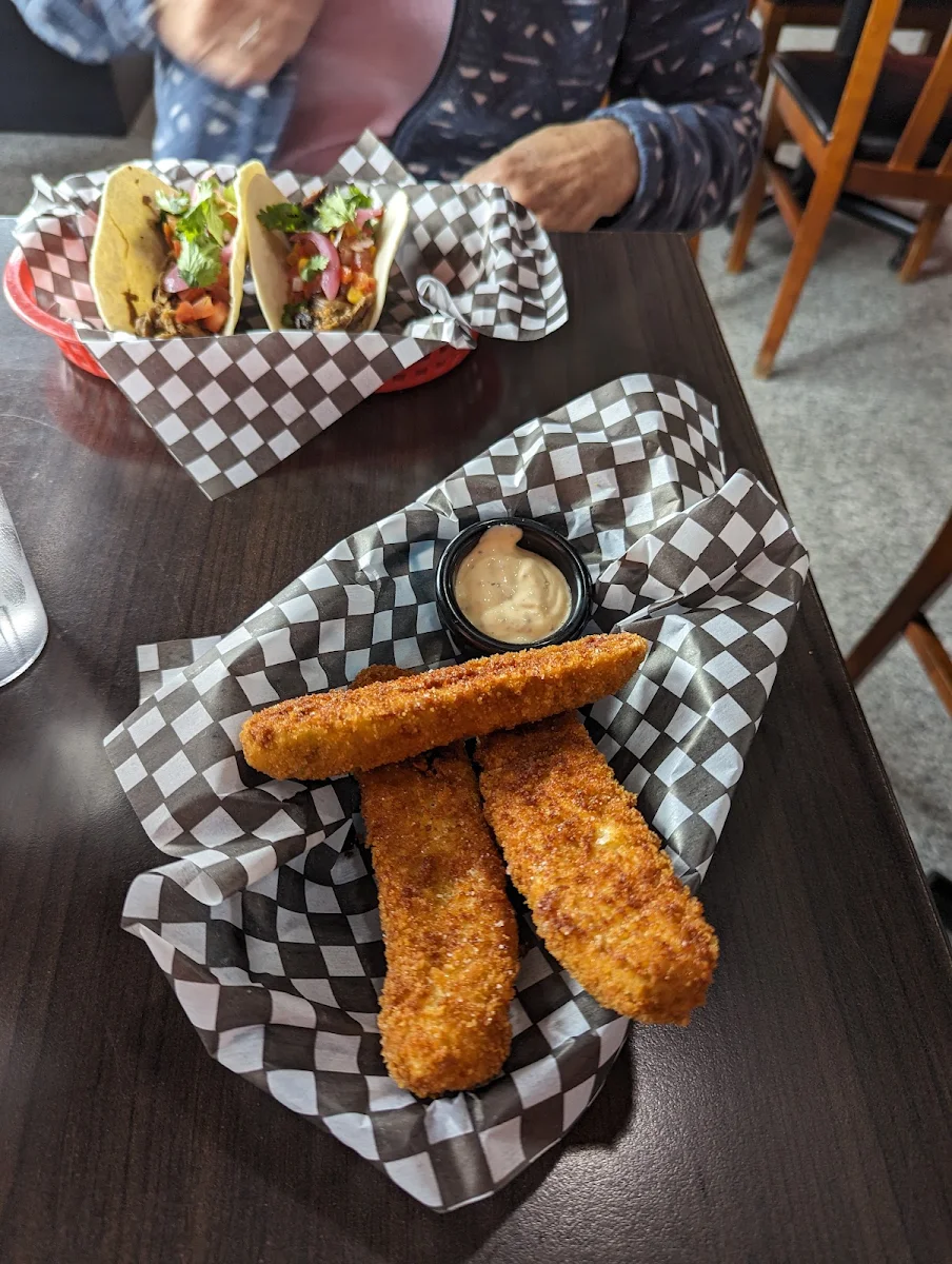 Pulled Pork Tacos and Deep Fried Pickles